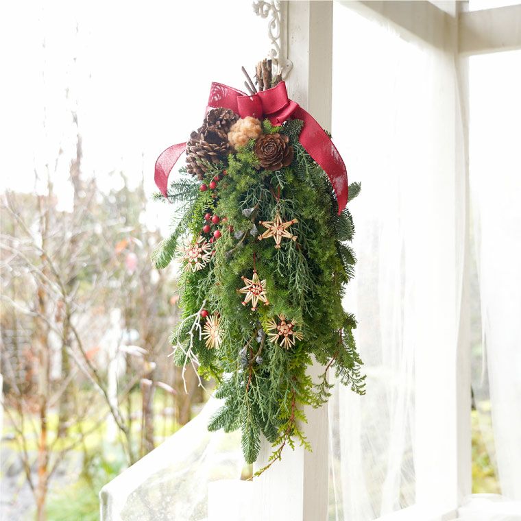 北欧ヒンメリクリスマススワッグ・生 60cm』｜横浜花まりか フラワー