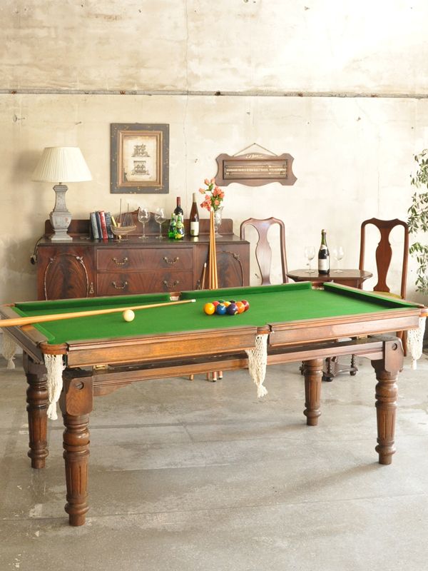 ビリヤードで遊べちゃう、めずらしいアンティークのテーブル(k-1347-f