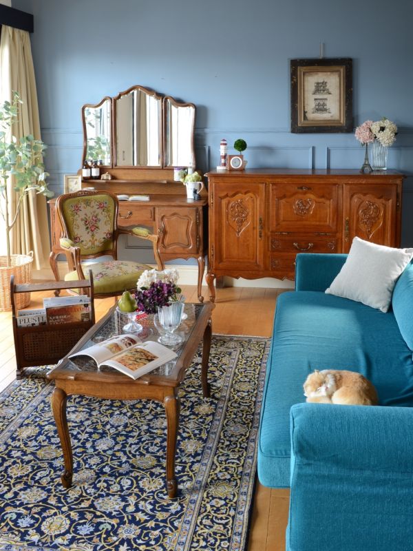 イタリア サイドボード 象嵌 ネコ脚 クラシック アンティーク 姫系