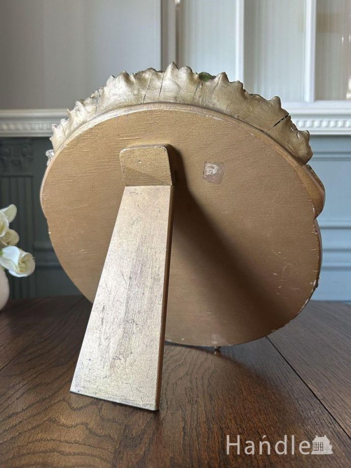 イギリスから届いた美しいアンティークミラー、お花の装飾が華やかな