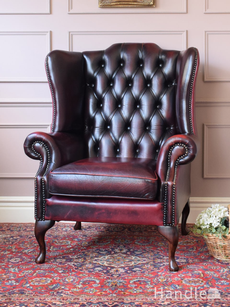 刺繍が美しいフランス生まれのアンティークプチポワンチェア（イエロー