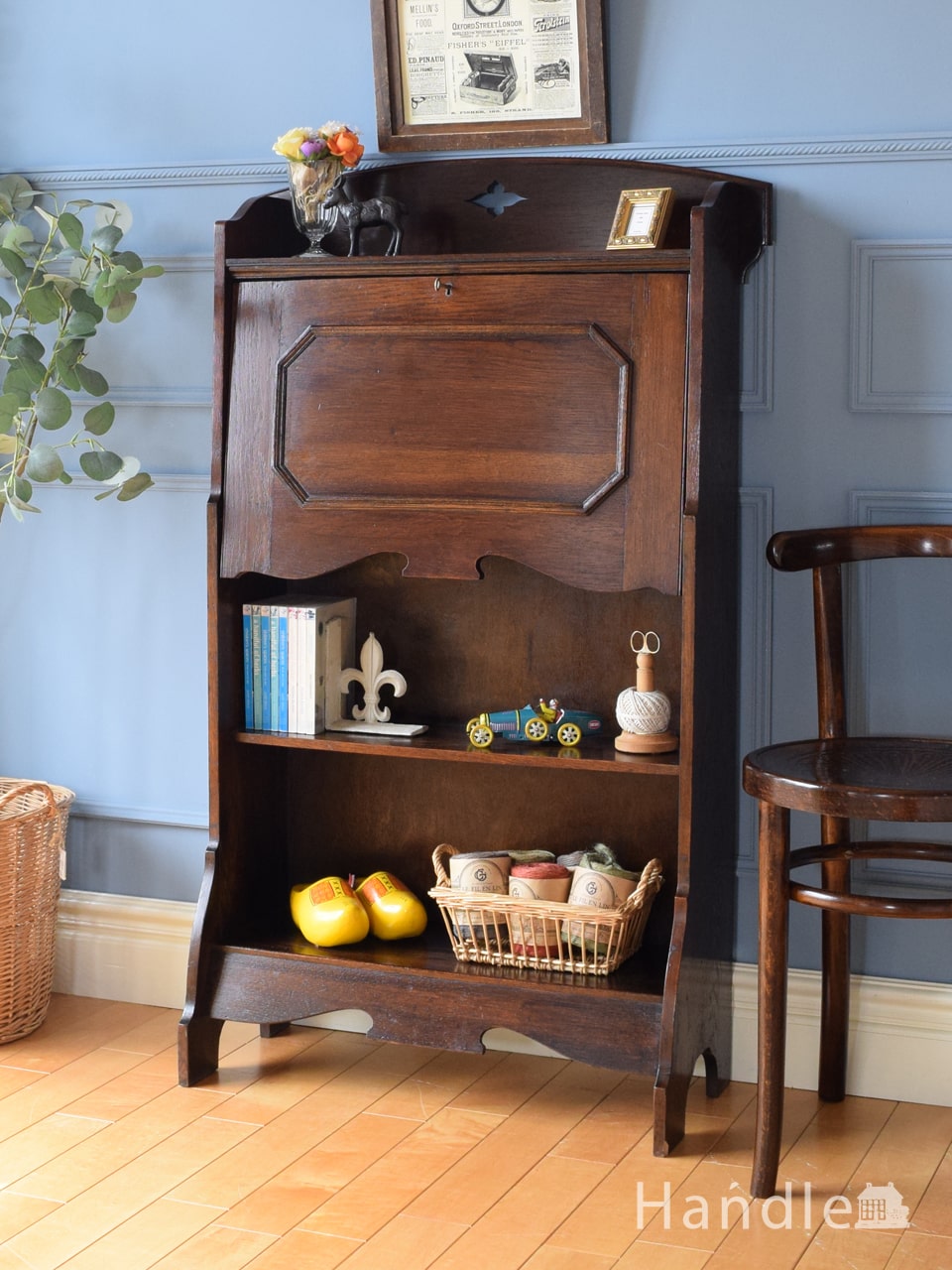 イギリスのアンティーク家具、使いやすい書斎机、ライティング