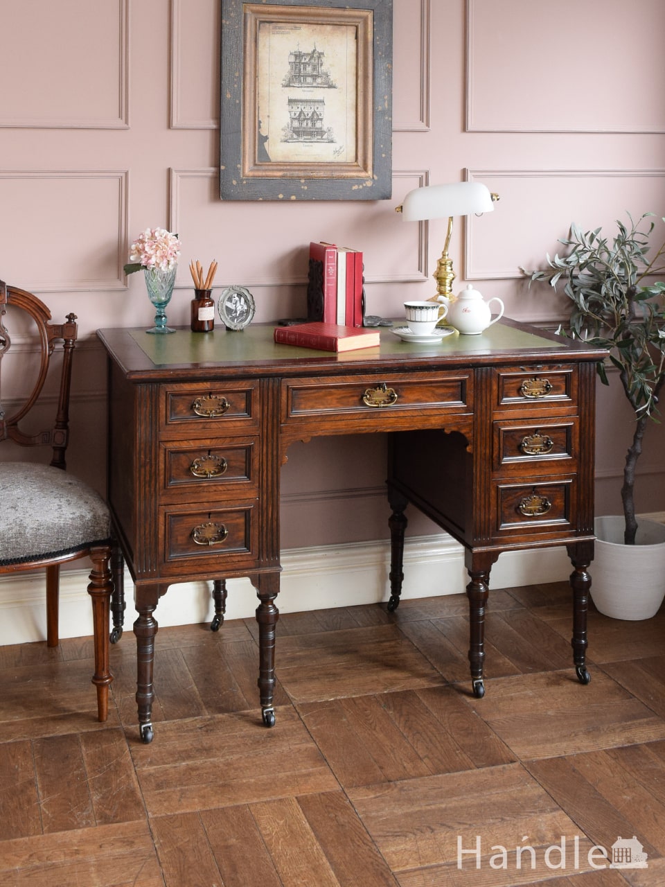 フランス製アンティークシャビーシックデスク飾り棚フレンチシャビー机