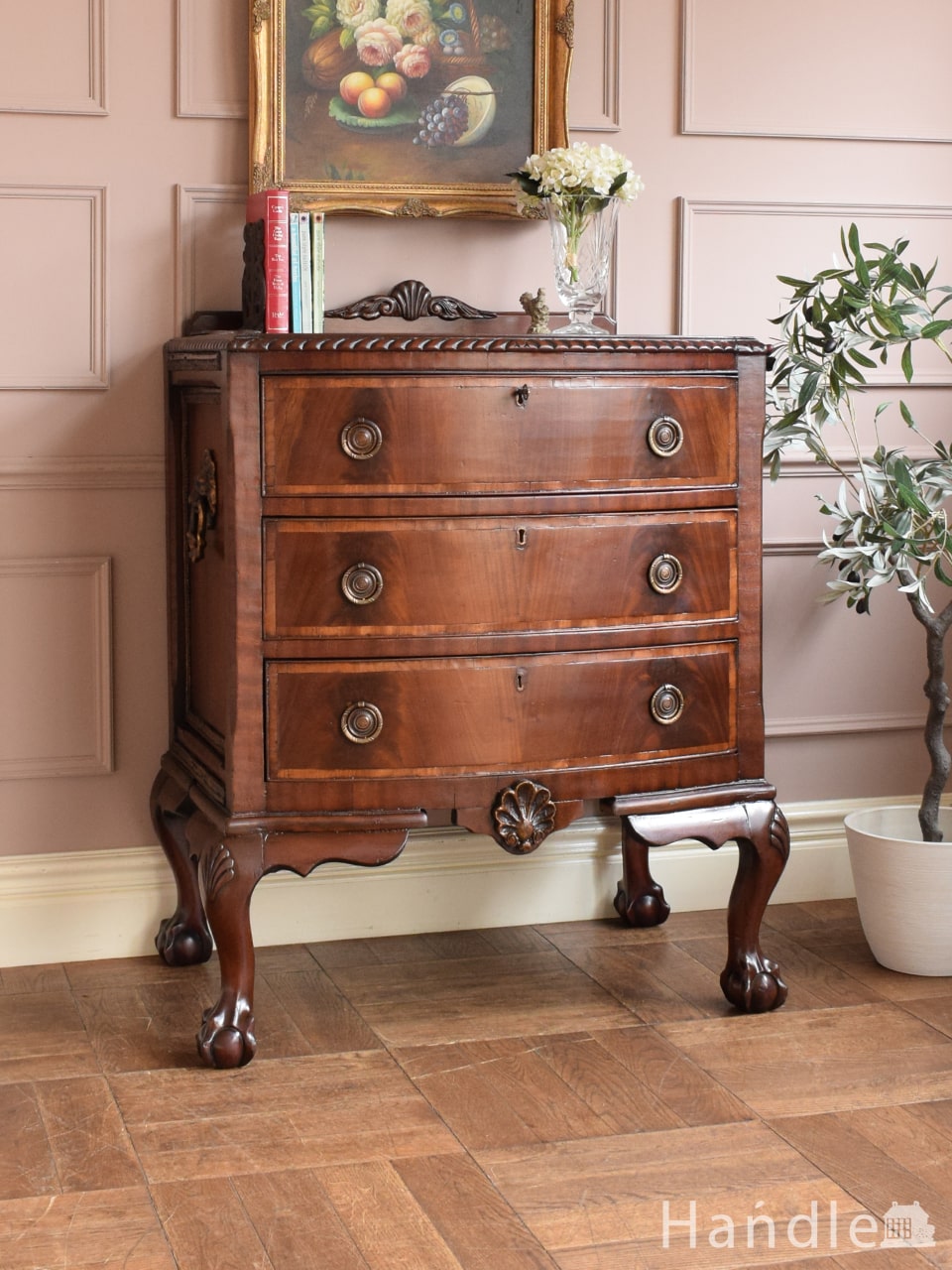 英国ロココ様式のおしゃれなアンティーク家具、マホガニー材の