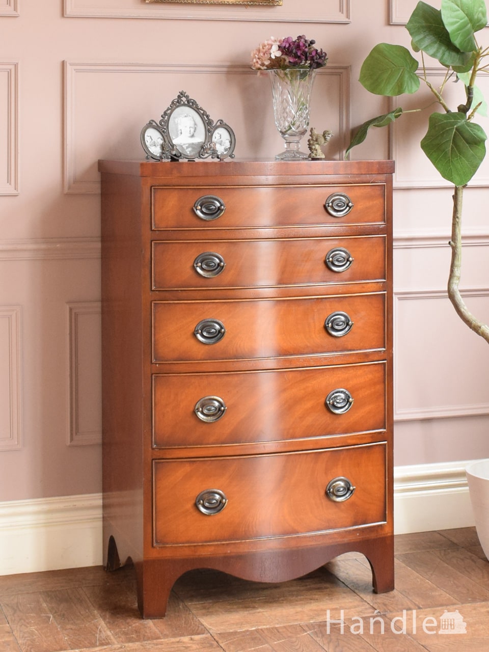 英国アンティークのマホガニーチェスト、5段引き出し付きのおしゃれ