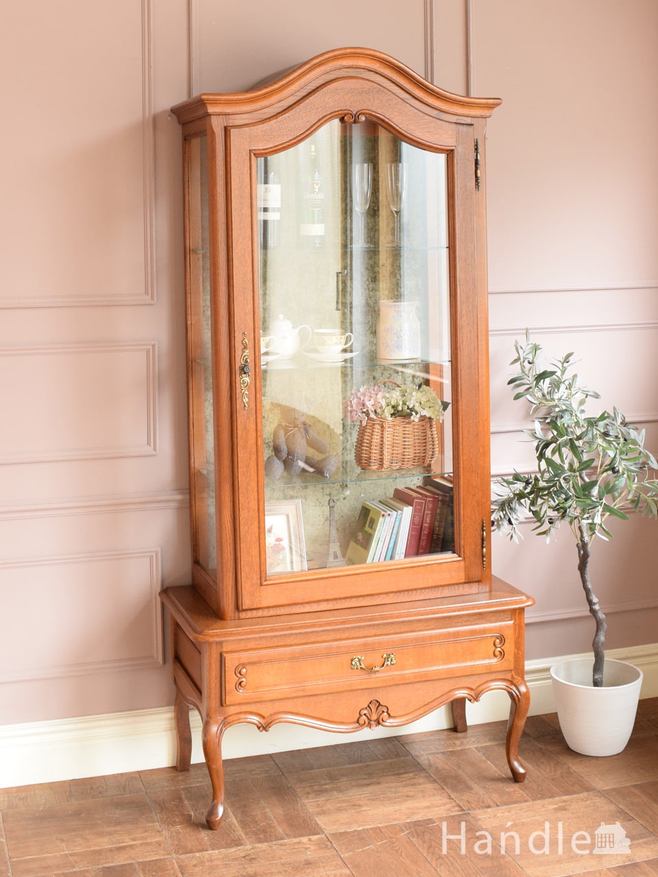 英国アンティーク調 ブックケース フラップ式扉 英国アンティーク調