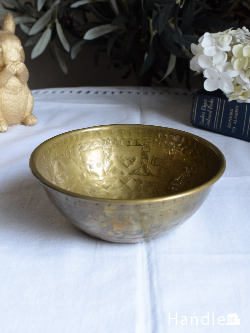 イギリスから届いたアンティークの雑貨、真鍮製のおしゃれなボウル(k