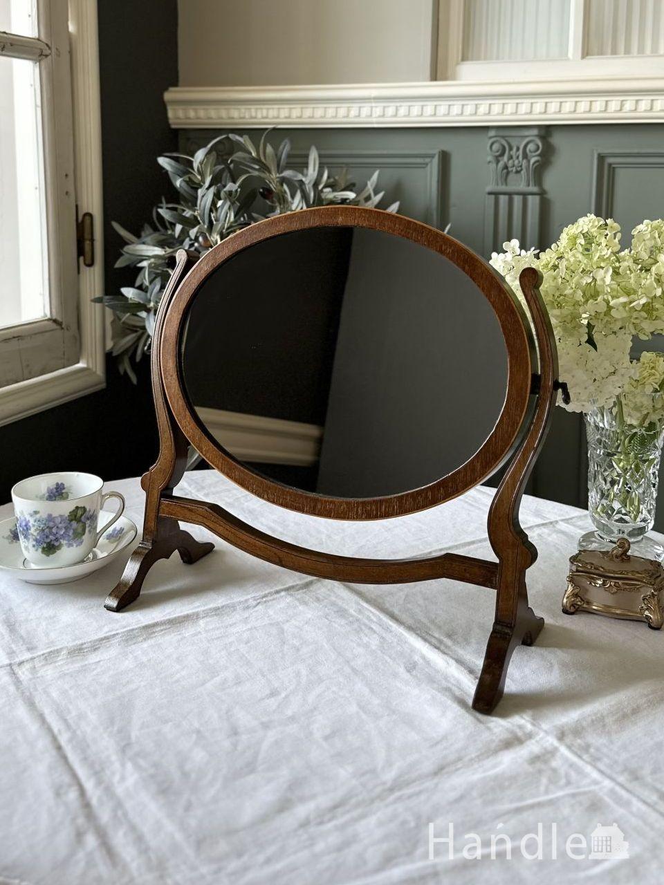 英国アンティークのマホガニー材のスタンドミラー、エドワーディアン