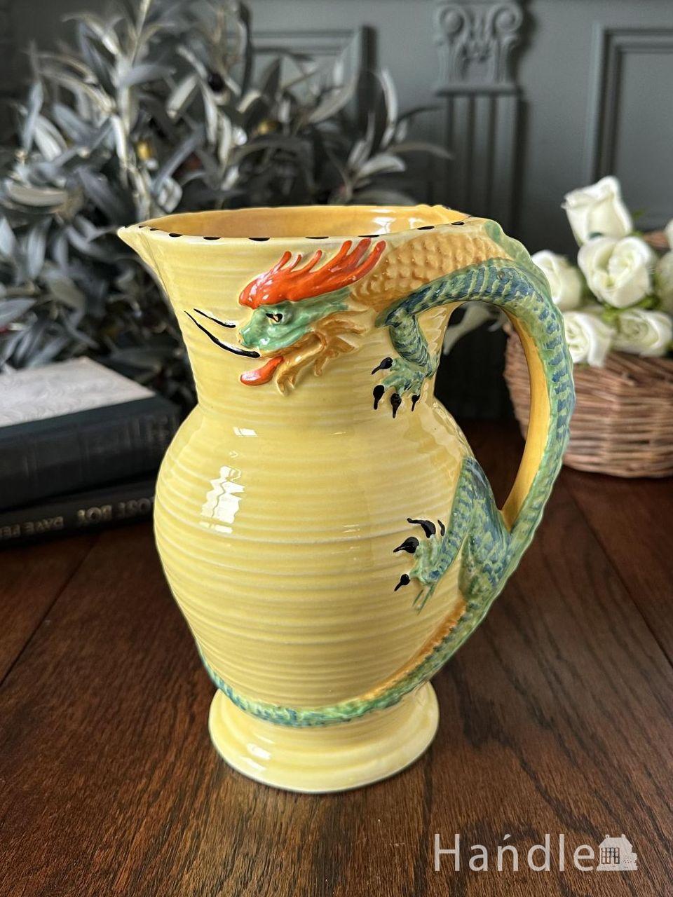 縁起のいい英国アンティークの水差し、バーレイ社(Burleigh)のイエロー