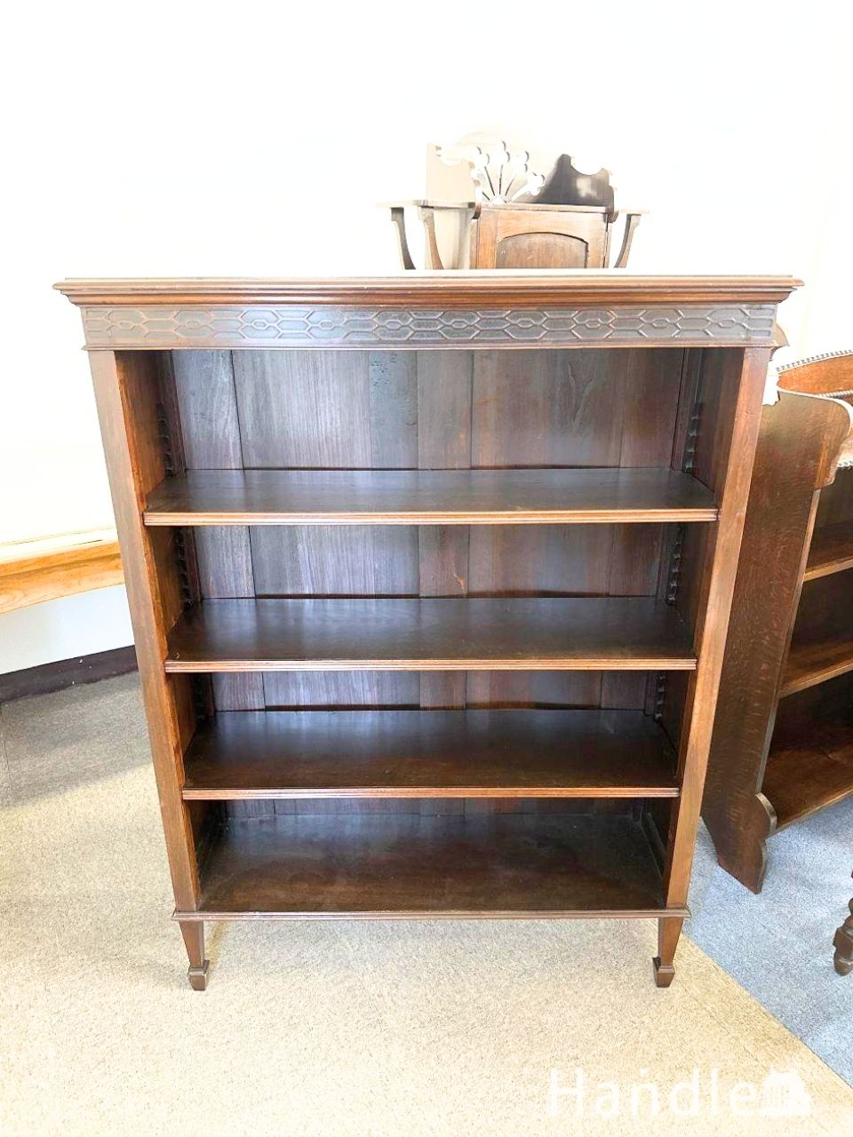 英国アンティークのオープンシェルフ、オーク材の小さなオープンラック