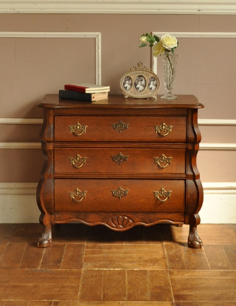 アンティークのフレンチ家具、オーク材の3段チェスト（コモード）(j