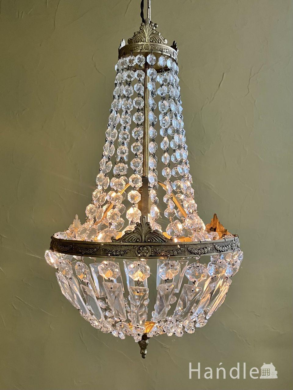 フランスアンティークのプチシャンデリア(2灯)(E17丸球付) (h-746-z