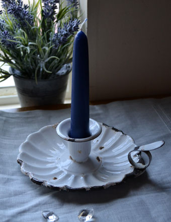 1940年代のアンティーク ホーロー キャンドルスタンド（ホワイト）(m