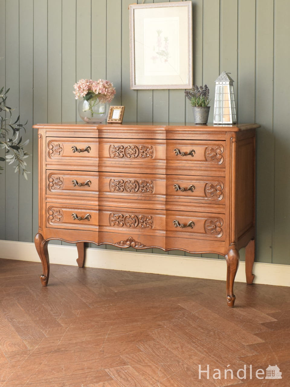 英国のアンティーク家具、扉と引き出しが付いたおしゃれなチェスト