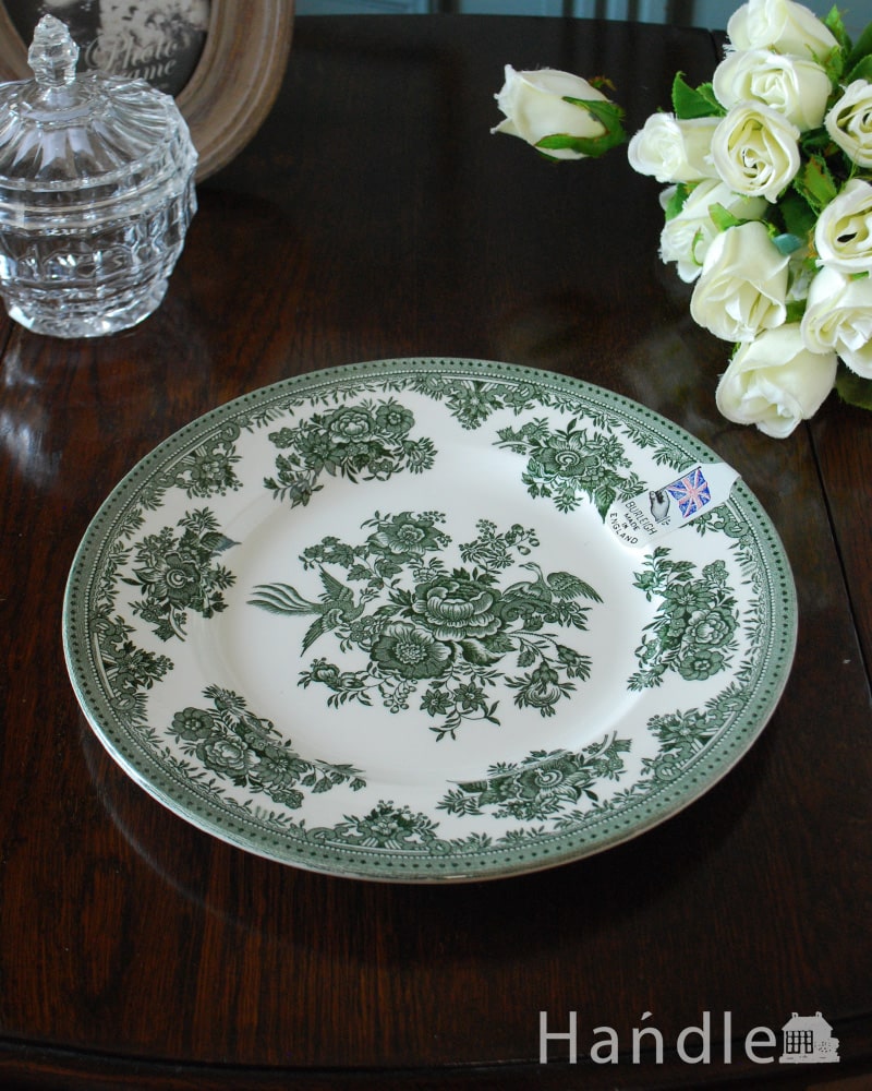 英国バーレイ社の食器、グリーンアジアティックフェザンツのプレートM