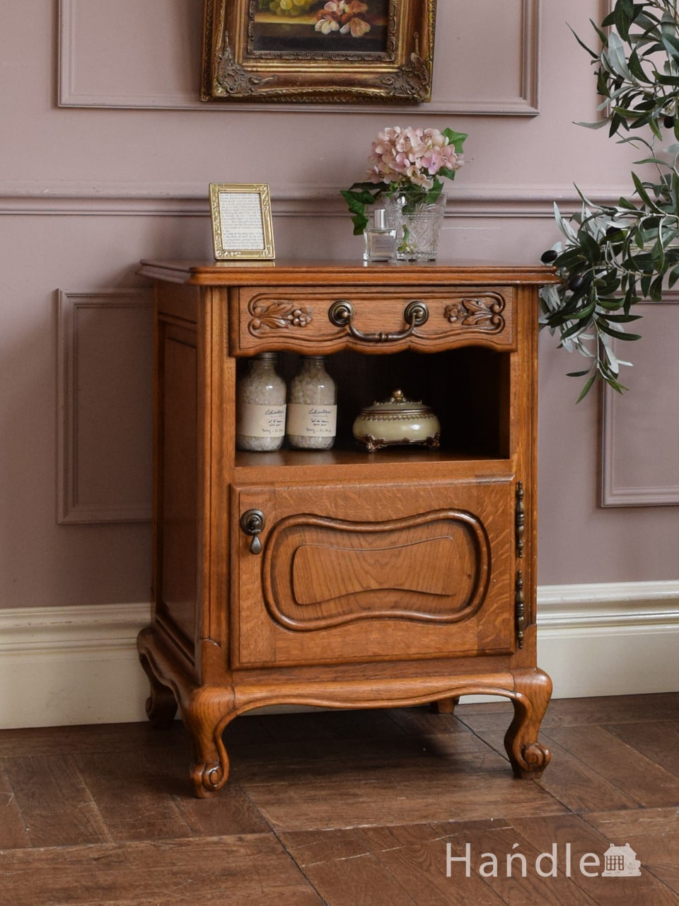 アンティーク ロイドルーム ベッドサイド テーブル（グリーン）(z-205