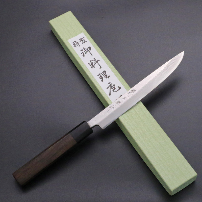 北岡英雄 墨流し 松葉 包丁 6寸 紫檀八角柄 – HAGAKURE