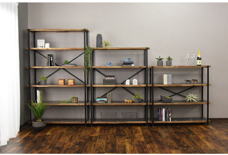 オープンラック 幅78cm 5段 シェルフ FJ-W78-5段 木目調 おしゃれ