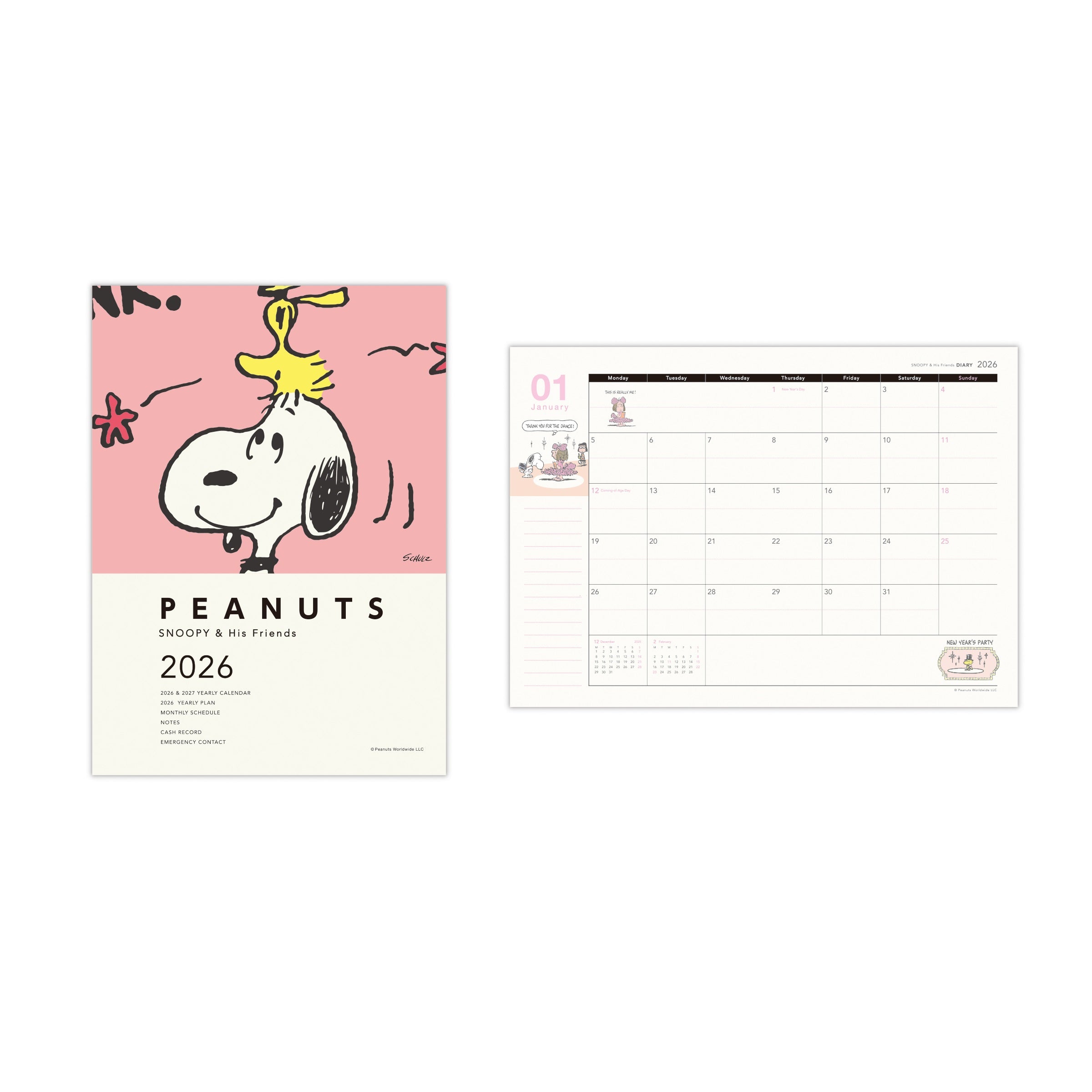 スヌーピー コーラルピンクスマイル【手帳｜A5マンスリーダイアリー