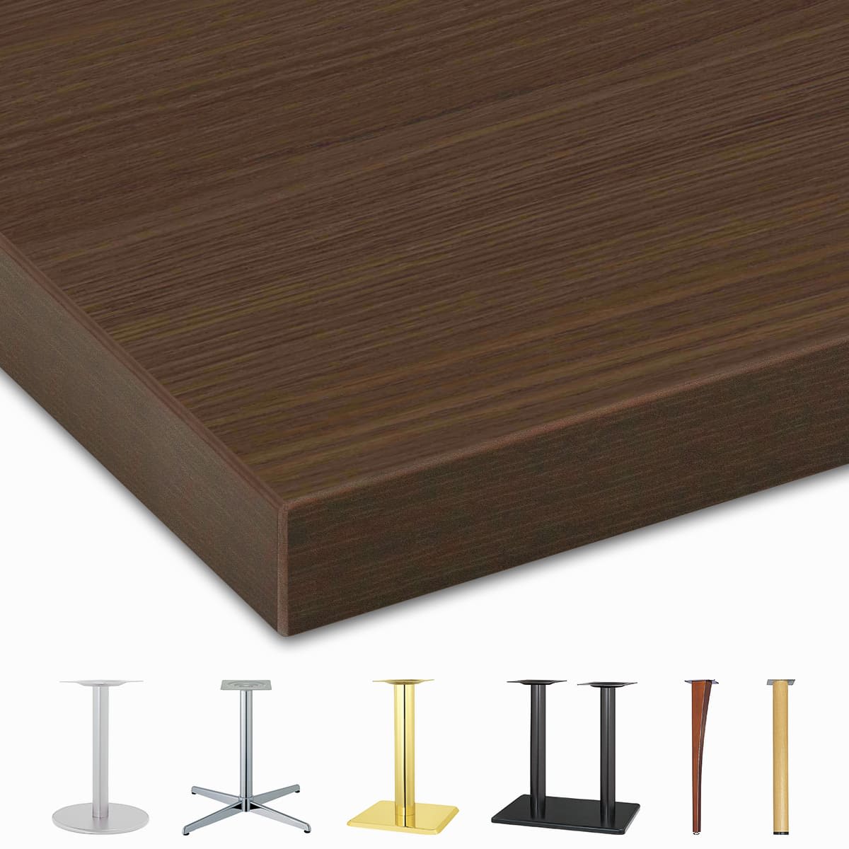 木目メラミン天板（樹脂エッジ）ダークブラウン DB-WD-AH