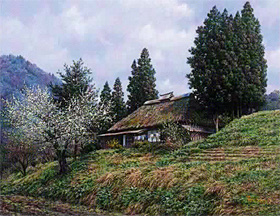 金子東日和 一枚の繪【遅春山峡（福島県下郷町）】油彩 8号 金子東日和