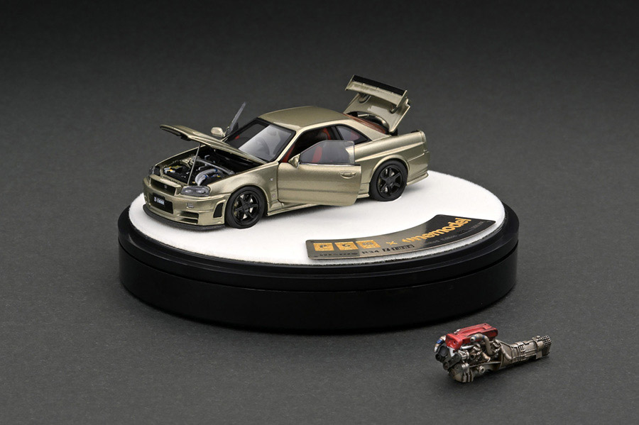 PGM-641001-2 1/64 Nismo R34 GT-R Z-tune Jade Green With Engine