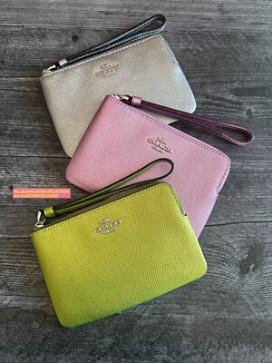 Coach Corner Zip Wristlet Metallic Leather CP439 NWT | eBay