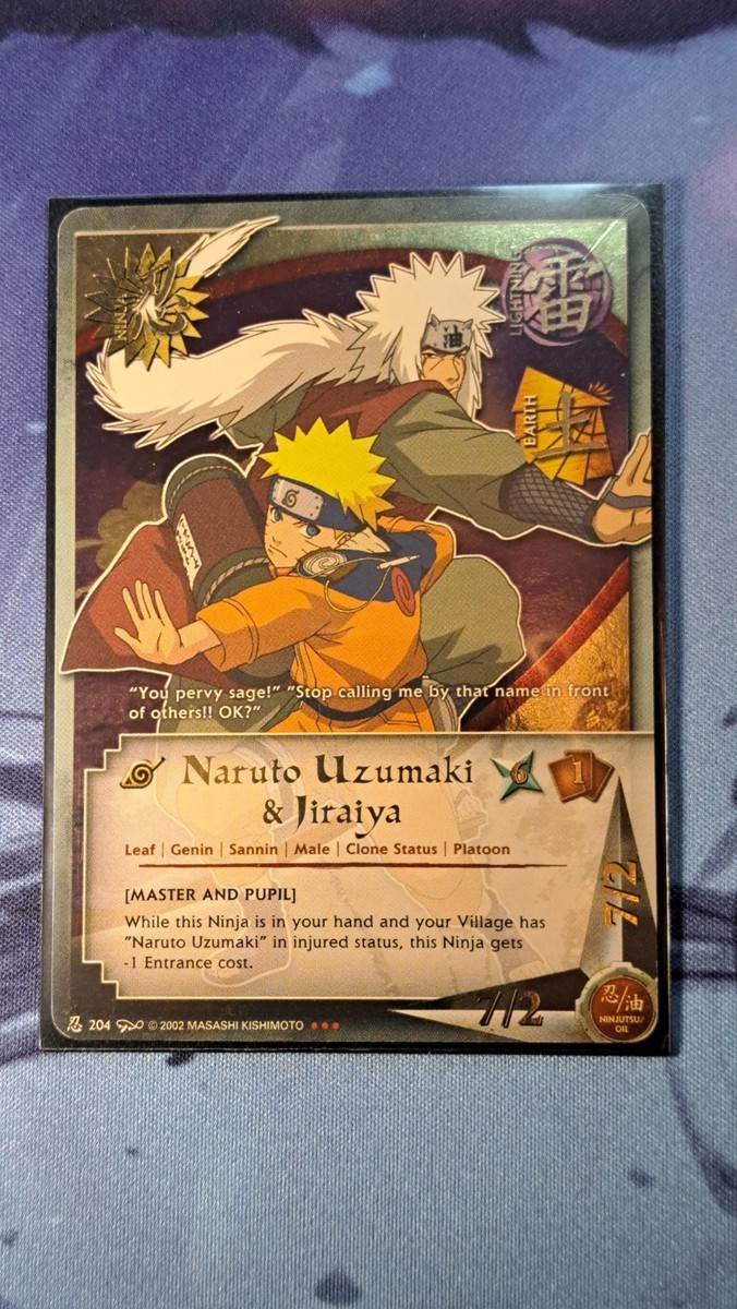 Naruto CCG Naruto Uzumaki & Jiraiya #204 Super Rare Gold Foil