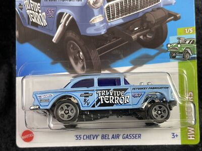 Hot Wheels 2023 HW Gassers 1/5 Blue '55 Chevy Bel Air Gasser Tri