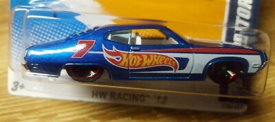 Hot Wheels '70 Ford Torino Blue HW Racing Logo 1:64 Scale New 2012