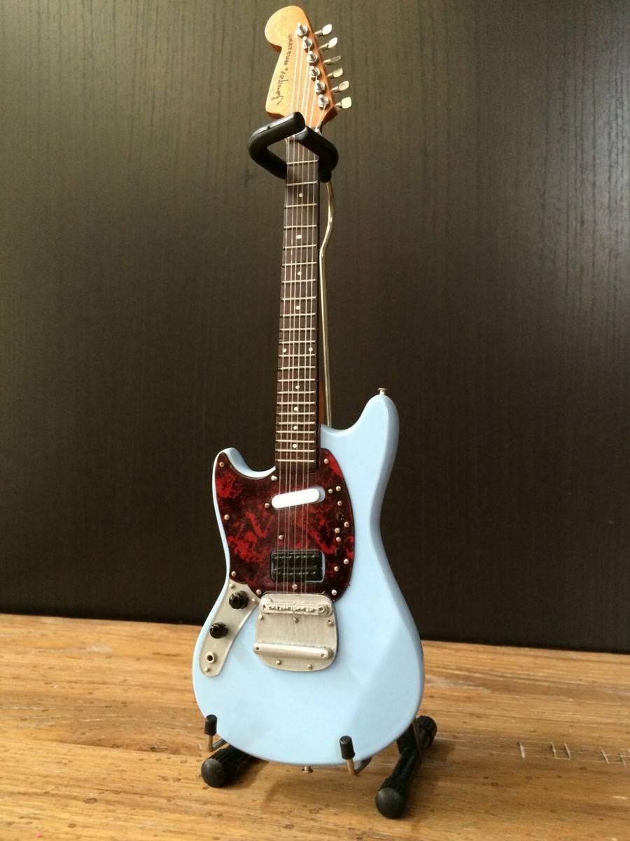 Kurt Cobain Blue Fender Mustang Nirvana Collectible Mini Guitar by