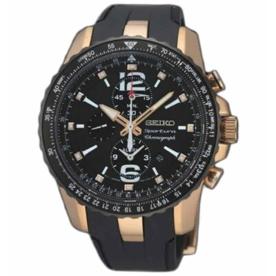 SEIKO Sportura SNAF28P1 Quartz Watch 7T62 Chronograph RoseGold
