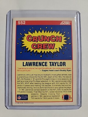 1990 Score Football Crunch Crew #552 Lawrence Taylor New York