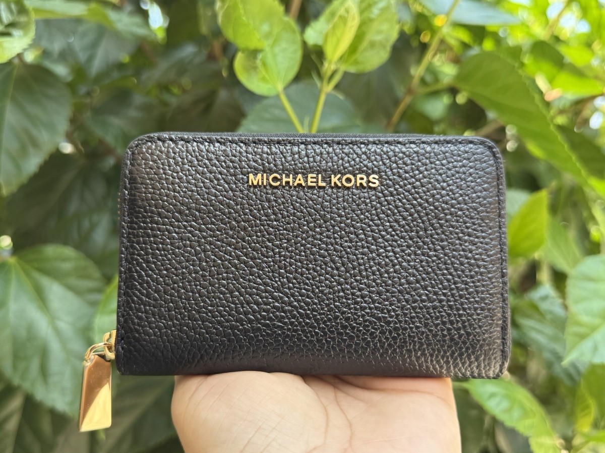 MICHAEL KORS JET SET TRAVEL SM ZIP AROUND CARD CASE LEATHER WALLET