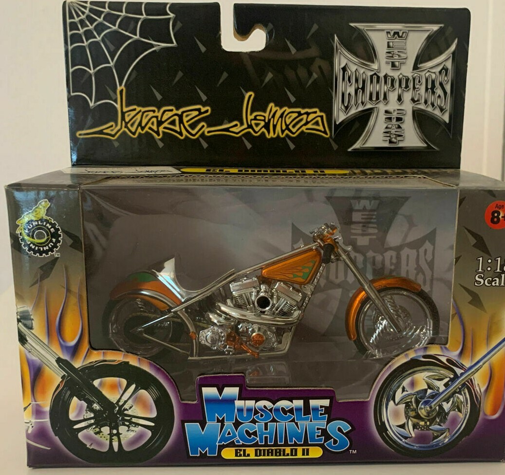 WEST COAST CHOPPERS JESSE JAMES EL DIABLO II 1/18 1:18 BIKE ORANGE