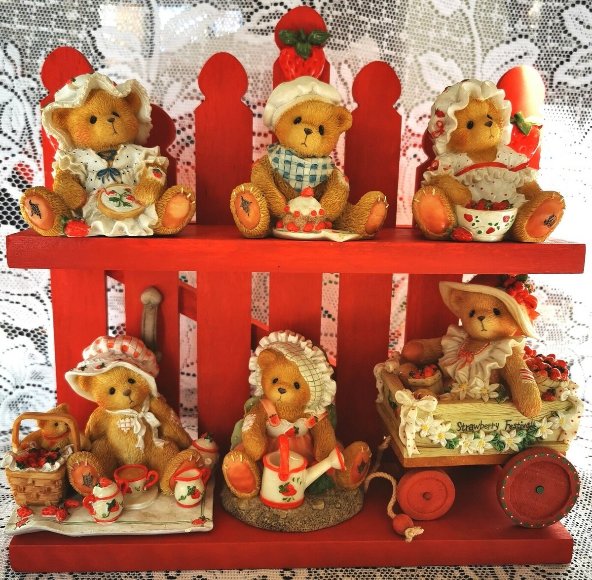 Cherished Teddies 1995 Limited Strawberry Set Boxes Certificates