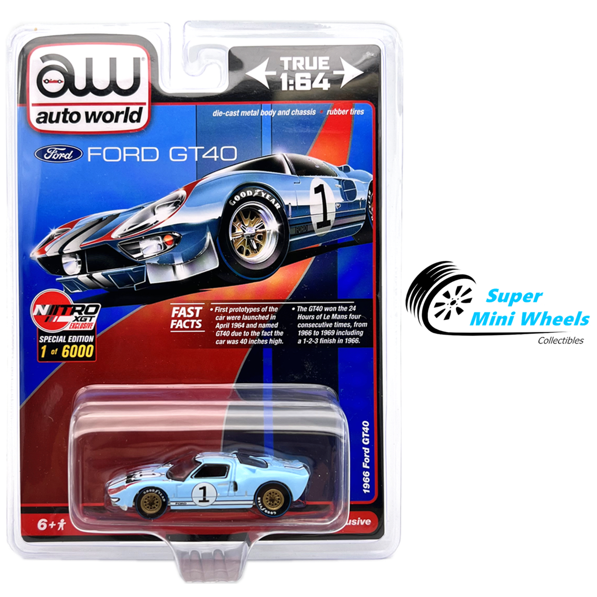 Auto World 1:64 - 1966 Ford GT40 #1 (Gulf Blue) NITRO GTX