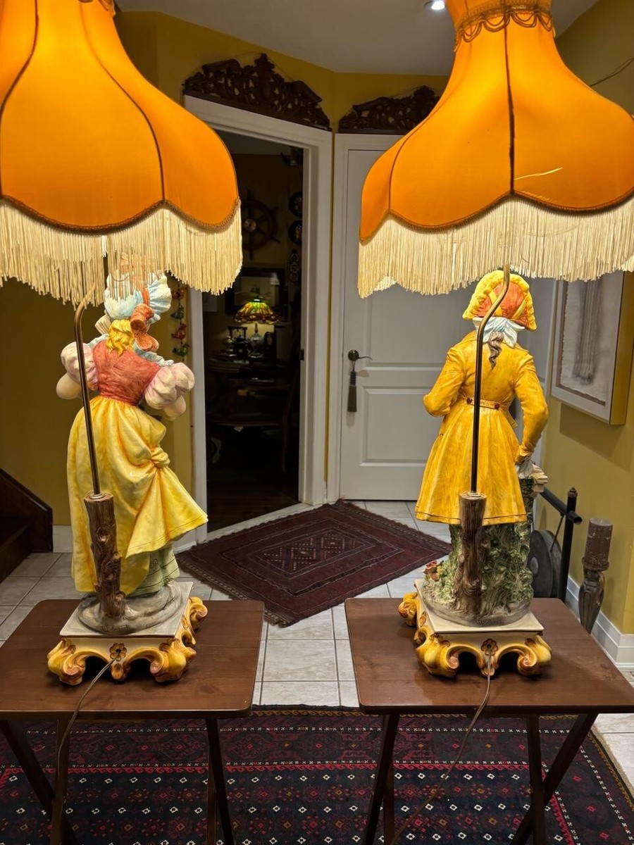 Vintage Capodimonte Napoleon and Josephine Figurines Table Lamp by