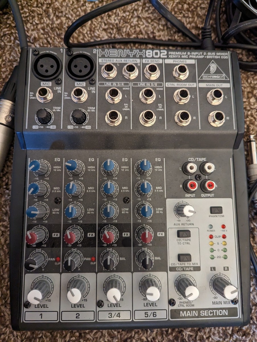 Behringer Xenyx 802 Mixer 8 Channel with power supply And MXL 991