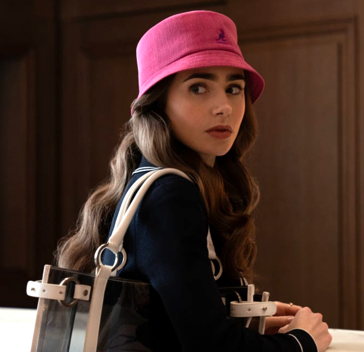 NWT Kangol Tropic Bin Bucket Hat, Pink Azalea, ASO Emily in Paris