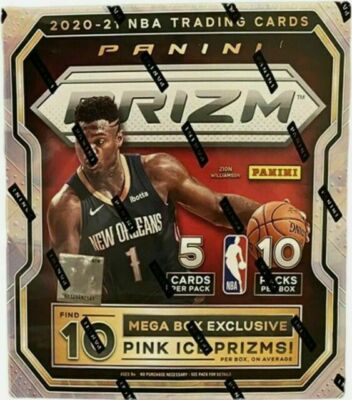 Panini Prizm 2020-21 NBA Basketball Mega Box (50 Cards, Pink Ice