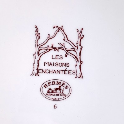 Vintage Hermes Dessert Plate LES MAISONS ENCHANTEES #5 & #6