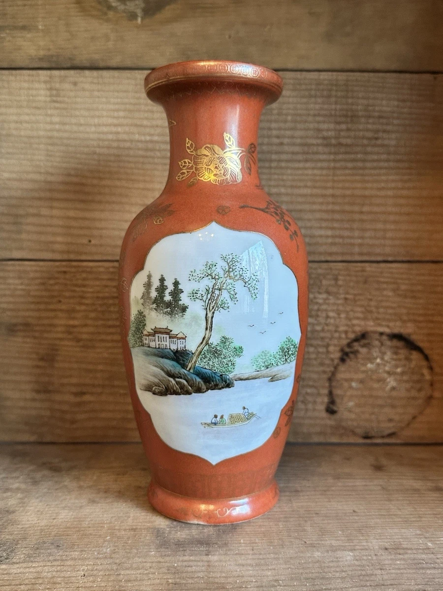 红色中国古董花瓶| eBay