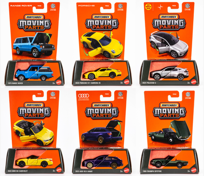 2025 Matchbox Moving Parts Mix 6 | 6-Car Set | Porsche | Triumph