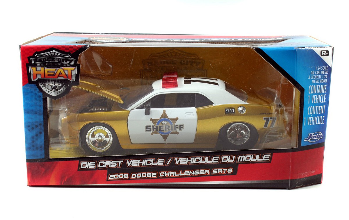 JADA HEAT 2008 DODGE CHALLENGER SRT8 POLICE 1:24 GOLD NIB DIECAST