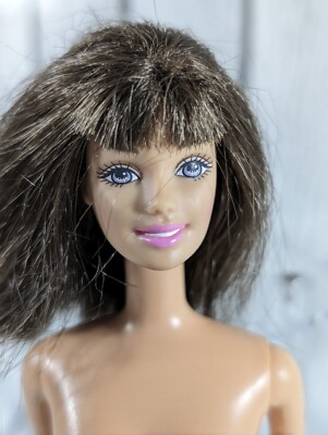 Vtg Barbie Doll Teresa Bangs Purple Eyes Brown Hair Twist & Turn