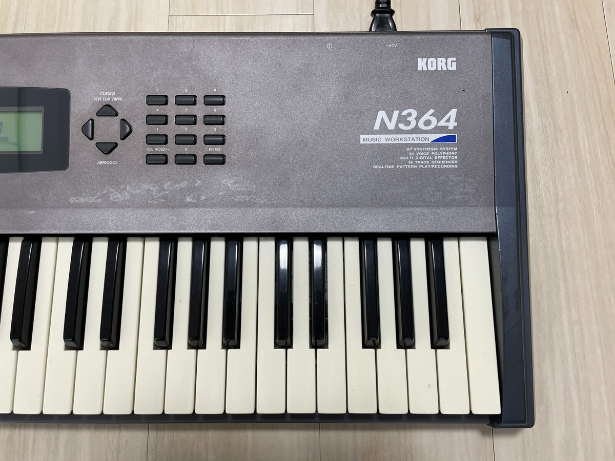 Korg N364 61-Key Keyboard Synthesizer with Power Cable Used from
