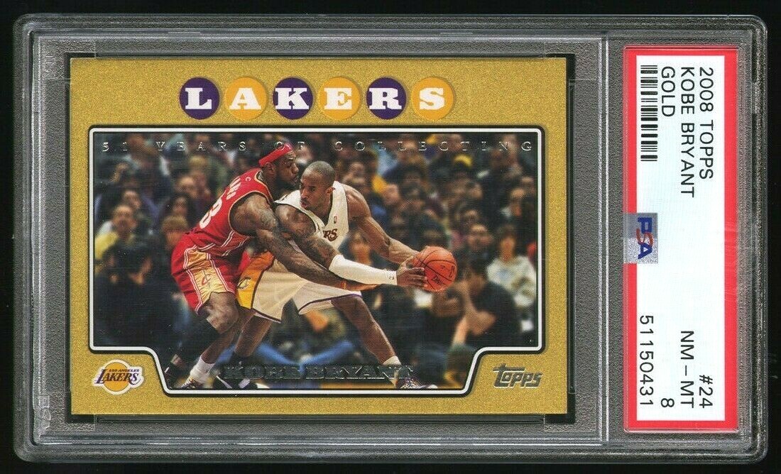 2008 TOPPS GOLD #24 KOBE BRYANT WITH LEBRON JAMES PSA 8 /2008