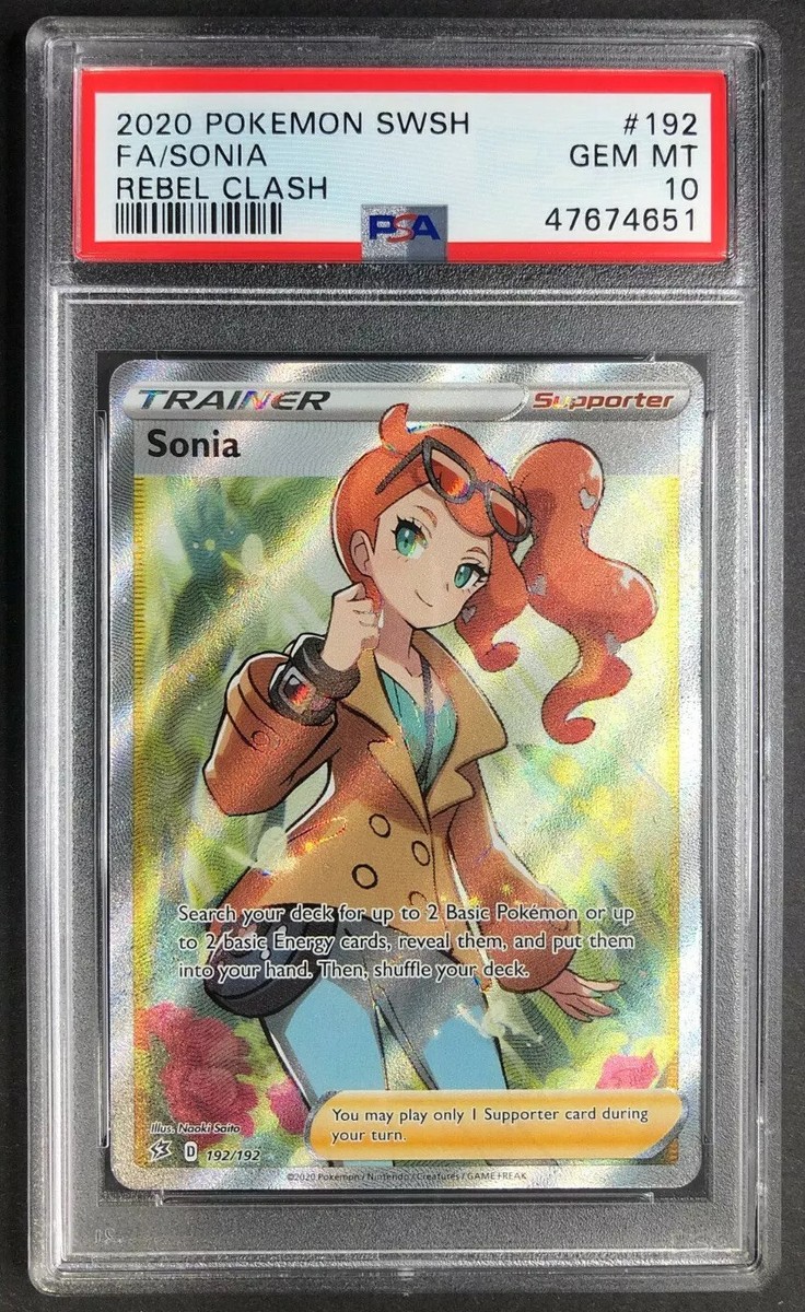 2020 Pokemon SWSH Full Art Sonia PSA 10 Gem Mint #192/192 Pokemon