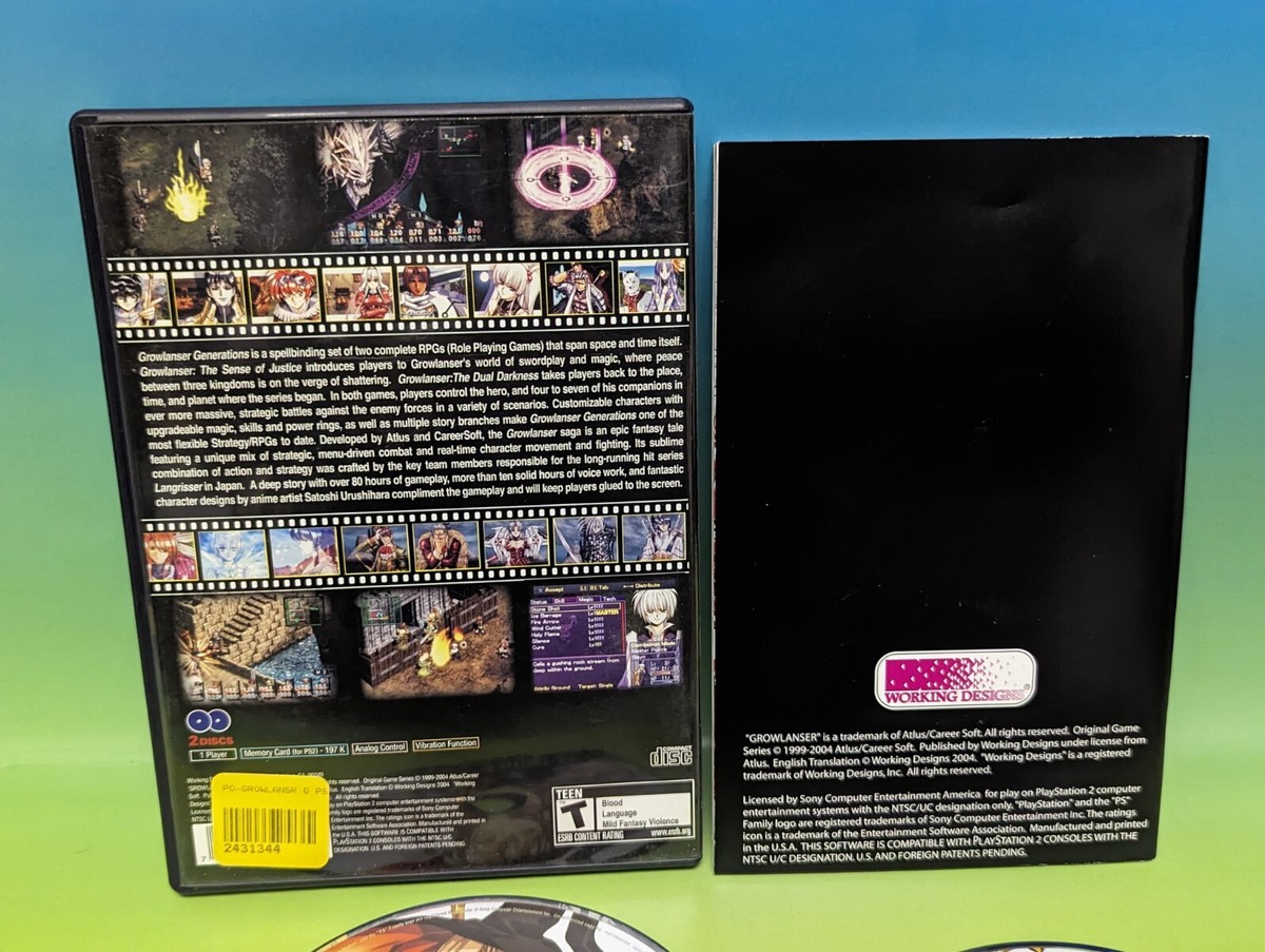 Growlanser Generations (Sony PlayStation 2, 2004) PS2 Cib Complete